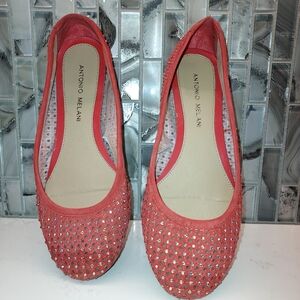 Antonio Melani Rine Stone Coral Flats Size 7